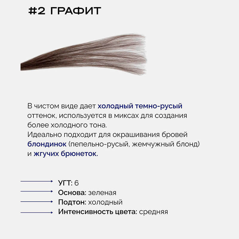 Гель-краска для бровей и ресниц BRONSUN NEW, оттенок #2 (графит)