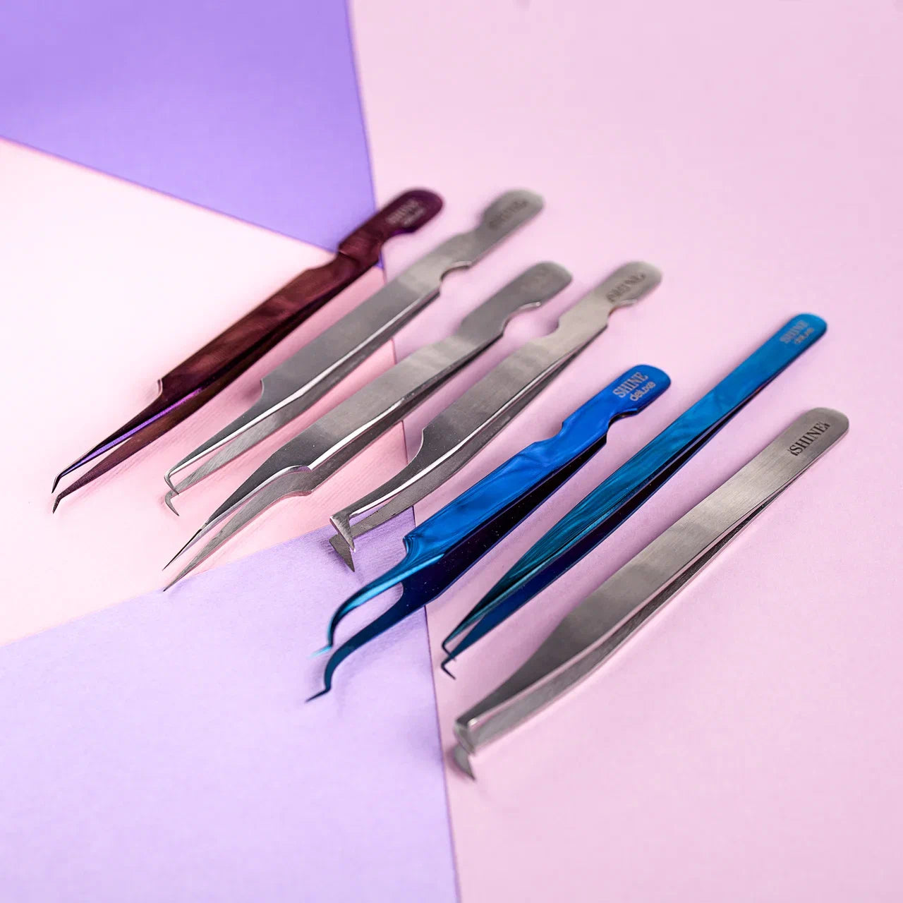 Tweezers SHINE Deluxe L-shaped (purple) 